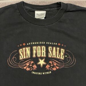 Y2K Vintage “Sin For Sale” brand Black Short Sleeve Tee